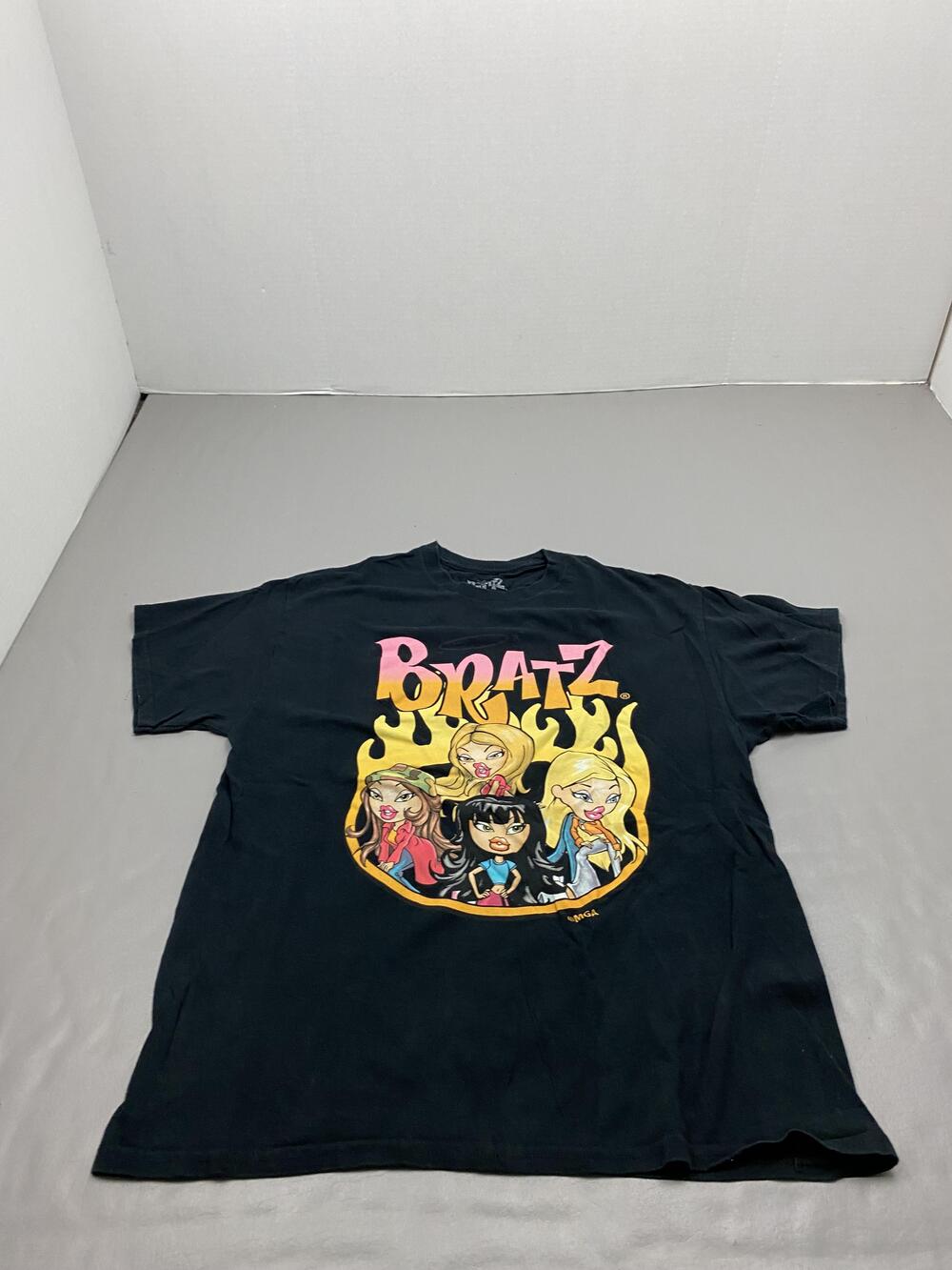 Bratz Shirt Mens L Black Bratz Dolls Graphic Tee Tagless Cotton Crewneck Jersey
